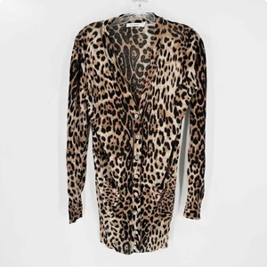 Ellison Linen Blend Leopard Printed Women’s Button Front Cardigan Size‎ M